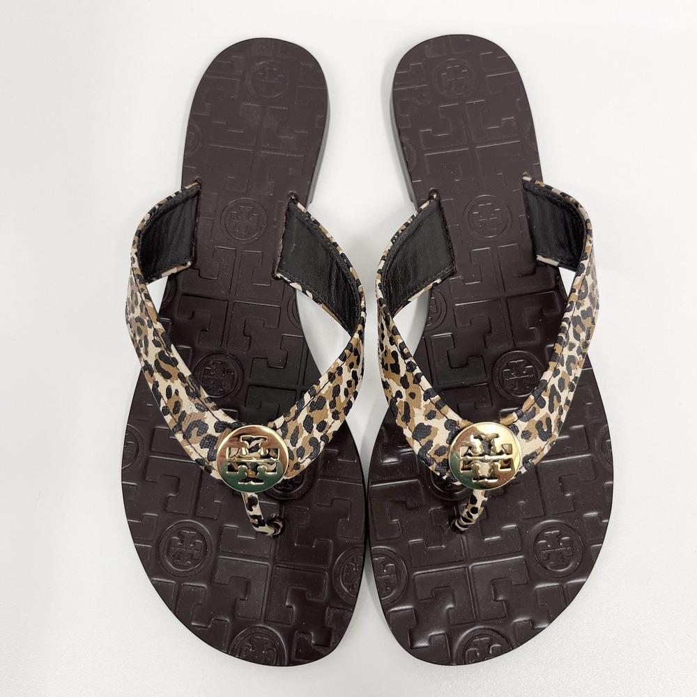 Tory Burch Thora Flats Sandals Shoes Animal Print Barely Worn Size 6 M - Picture 2 of 6